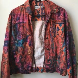 Vintage Boho Print Denim Jacket